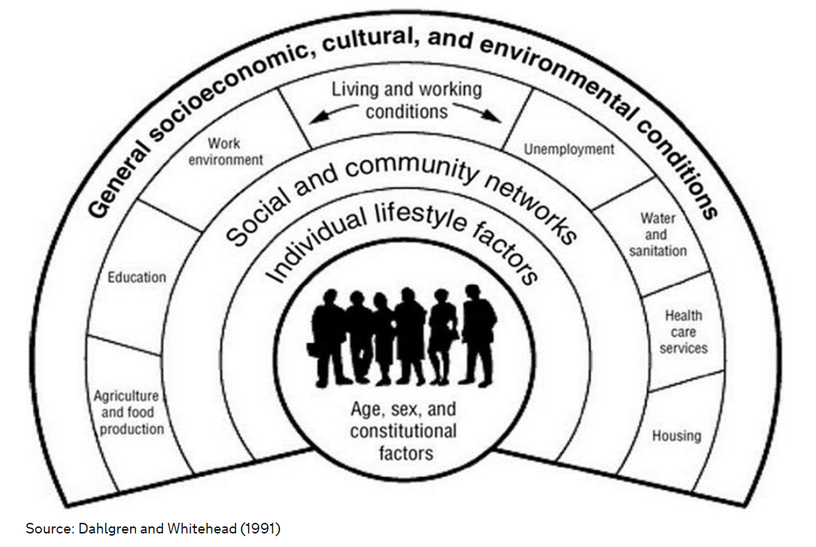 The Dahlgren and Whitehead model of health determinants