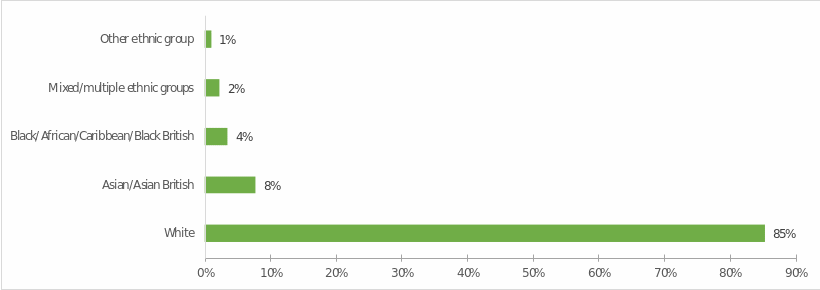 Distribution of ethnic groups for England as of 2011