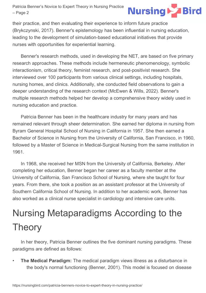 Patricia Benner's Novice to Expert Theory in Nursing Practice